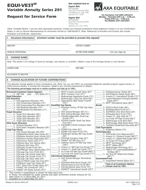 AXA Equitable Request for Service Form