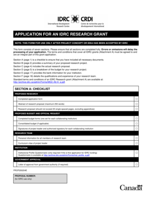 IDRC Research Grant Application