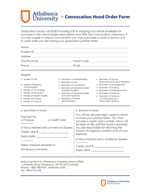 Convocation Hood Order Form
