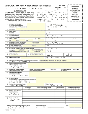 Russia Visa Application Form