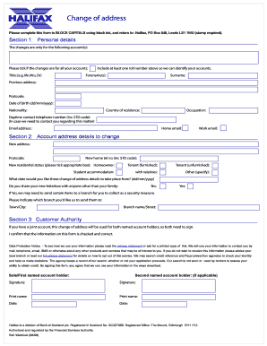 Halifax Change of Address Form