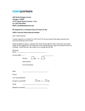 Request for Corrected Form W-2c