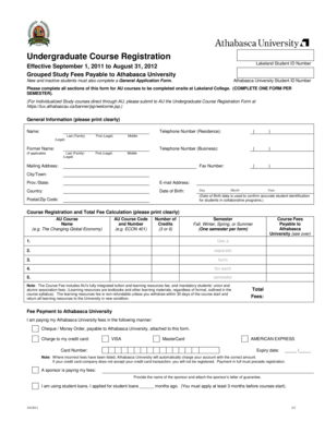 Undergraduate Course Registration Form