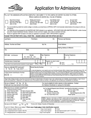 Skagit Valley College Admission Application