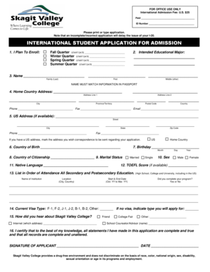 International Student Application for Admission