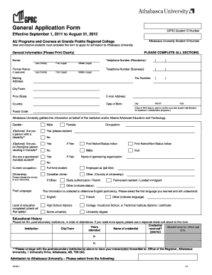 Athabasca University General Application Form