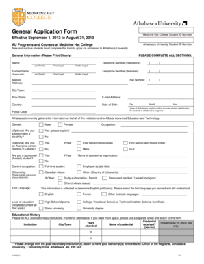 Athabasca University Application Form