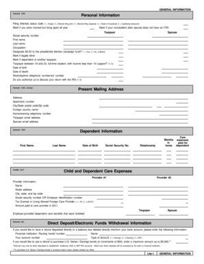 IRS Form 1040 Tax Return
