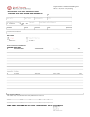 Cornell Reimbursement Request Form
