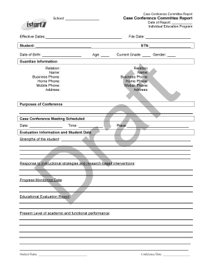 Individual Education Program Case Conference Report