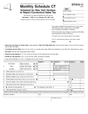 New York State Connecticut Sales Tax Schedule