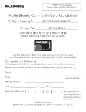 Mollie Stone’s Community Card Registration Form