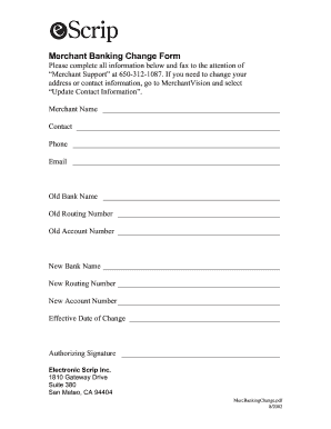 Merchant Banking Change Form