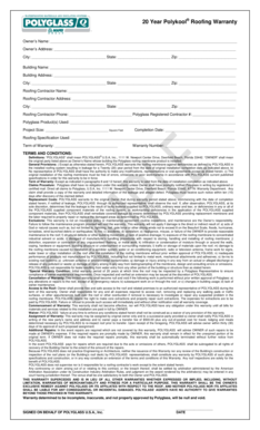 20 Year Polykool Roofing Warranty