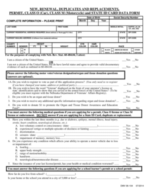 Nebraska Driver's License Application Form