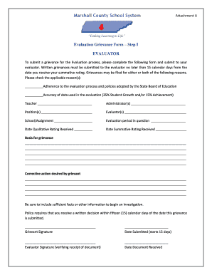 Evaluation Grievance Form – Step I