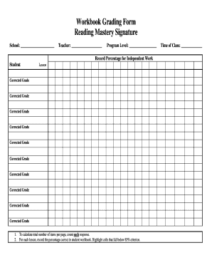 Workbook Grading Form