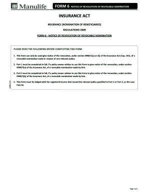 Form 6 Notice of Revocation of Revocable Nomination