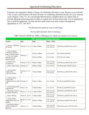 Michigan Appraisal Continuing Education Form