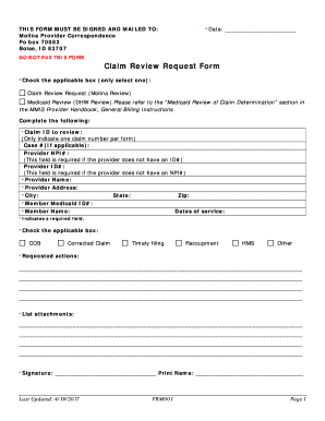 Claim Review Request Form