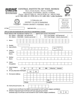 Master of Engineering Admission Application Form