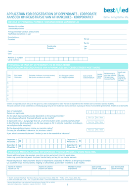 Application for Registration of Dependants - Corporate