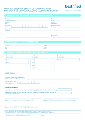 Corporate Member Benefit Option Choice Form