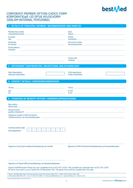 Sanlam Corporate Member Option Choice Form