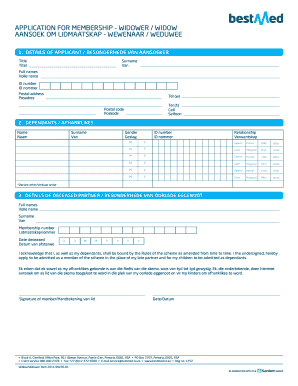 Widow Widower Membership Application