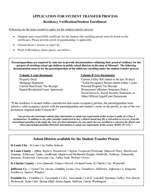 Missouri Student Transfer Application