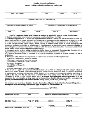 Douglas County School System Student Parking Application