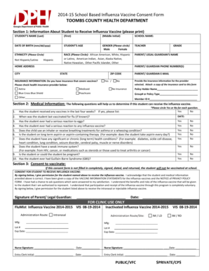 School Based Influenza Vaccine Consent Form