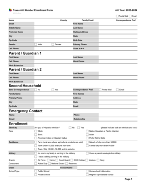 Texas 4-H Member Enrollment Form