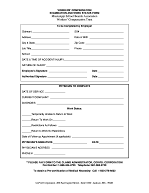 Workers’ Compensation Examination Form