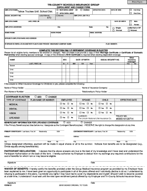 Tri-County Schools Insurance Group Enrollment and Change Form
