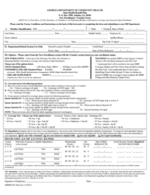 Georgia State Health Benefit Plan Enrollment Form