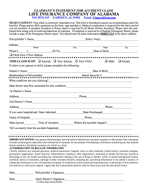 Claimant’s Statement for Accident Claim