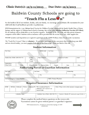 Baldwin County Schools Flu Vaccination Consent Form