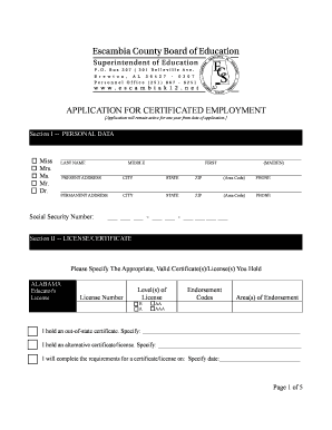 Alabama Certified Employment Application