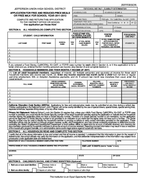 California School Meal Application