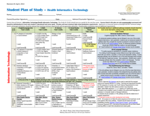 Student Plan of Study – Health Informatics Technology