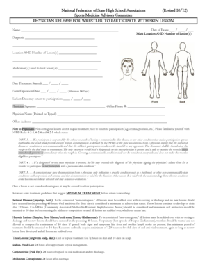 Physician Release for Wrestler to Participate with Skin Lesion