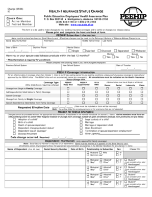 Alabama Health Insurance Status Change Form