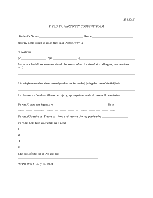 Field Trip Activity Consent Form