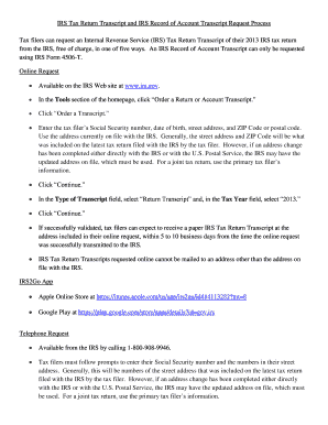 IRS Tax Return Transcript Request