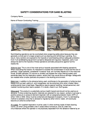 Safety Considerations for Sand Blasting Form