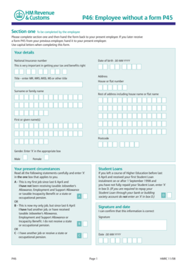 UK P46 Employee Tax Form