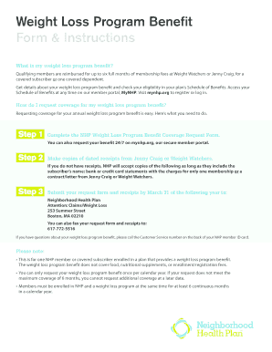 NHP Weight Loss Program Benefit Coverage Request Form
