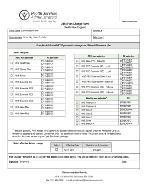 2014 Obamacare Plan Change Form