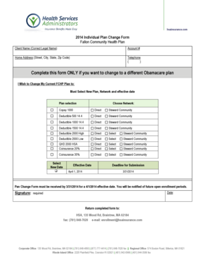 2014 Individual Plan Change Form